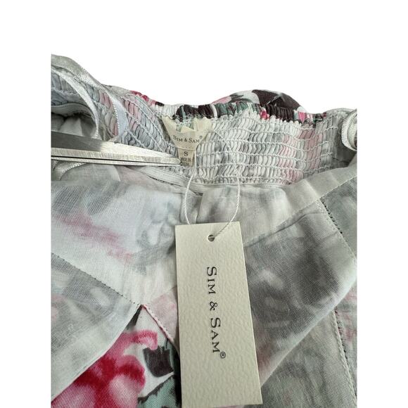 NWT! "Sim & Sam" Dress SZ S White wW/Pink Floral Tie Back Wrap,Criss Cross Back - Picture 10 of 13